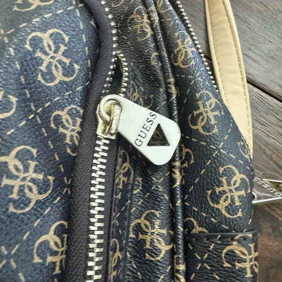 GUESS Monogram Leather Backpack in Brown and Tan - Picture 6 of 16